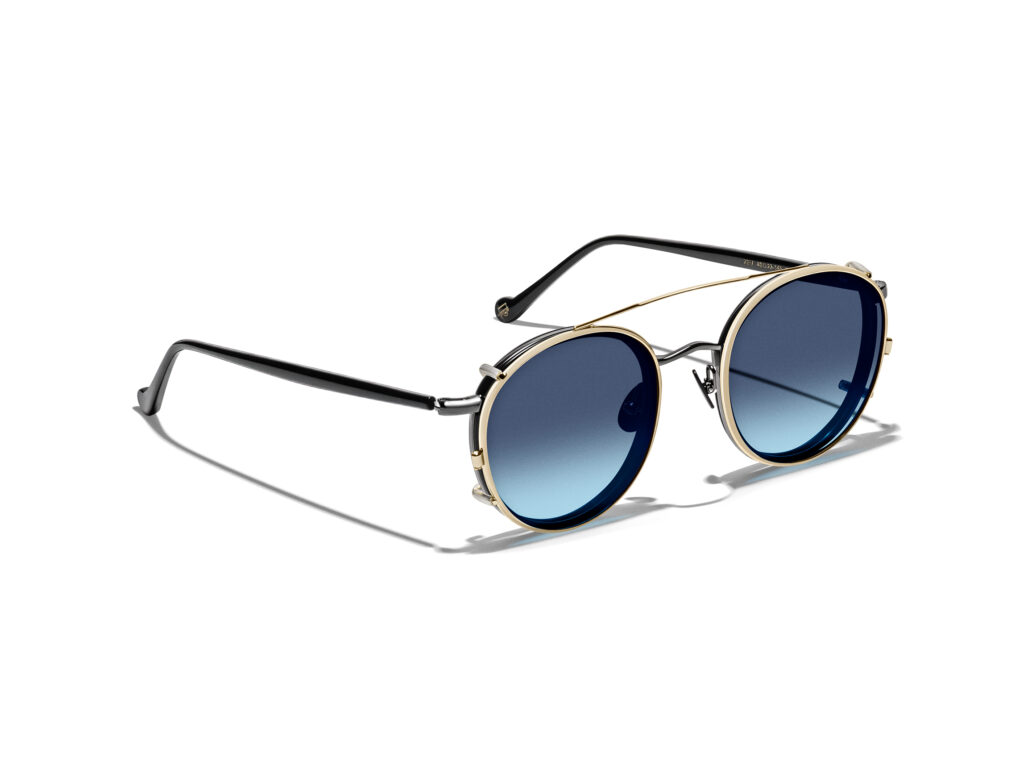 Produktbild von Moscot Zev Clip Gold/Denim Blue Lenses