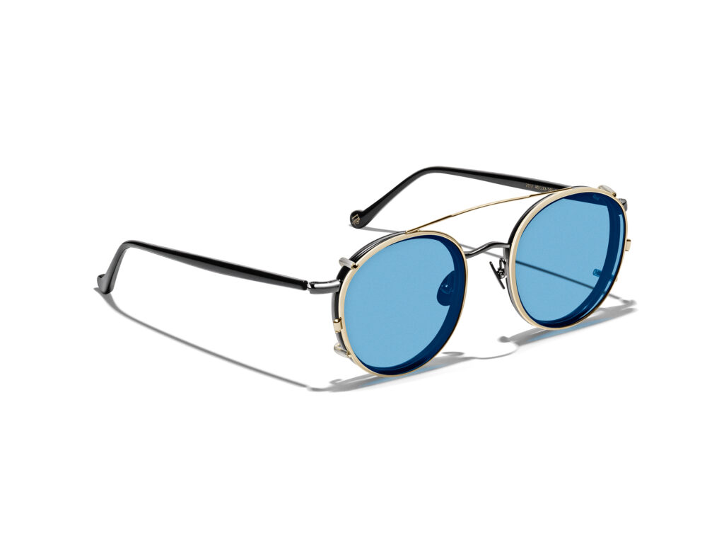 Produktbild von Moscot Zev Clip Gold/Celebrity Blue Lenses