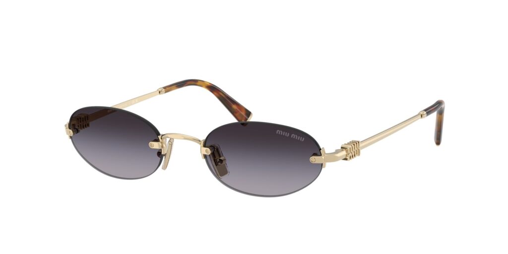 Produktbild von Miu Miu Miu Miu SMUA54 ZVN-5D1 – Sonnenbrille Pale Gold Grey Gradient rahmenlos