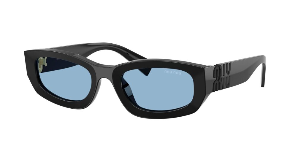 Produktbild von Miu Miu Miu Miu SMUB04 16K-30U – Sonnenbrille Black Light Blue Cat-Eye